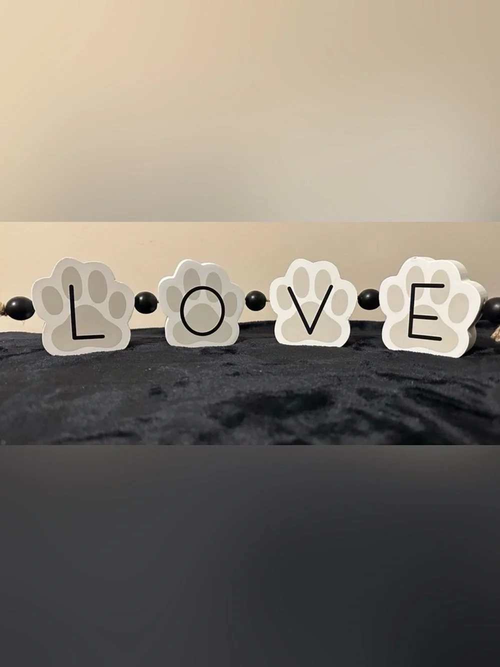 “Love” Pawprint Wooden Block & Bead Decor ~NEW!
